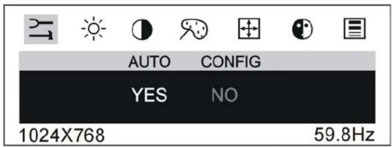 AUTO CONFIG YES NO 1024X768 59.8Hz
