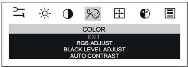 COLOR EXIT RGB ADJUST BLACK LEVEL ADJUST AUTO CONTRAST