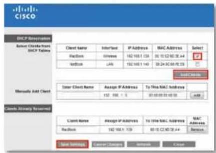 CISCO E3200 - To configure DHCP reservation: - 1