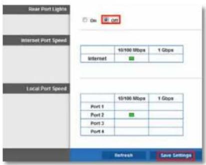 CISCO E3200 - To disable the lights using the browser-based utility: - 1