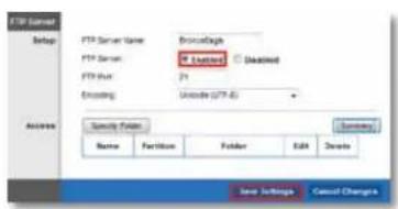 CISCO E3200 - Next to FTP Server, click Enabled. - 1