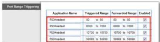 CISCO E3200 - To set up port range triggering for multiple entries: - 1