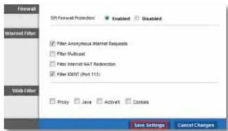 CISCO E3200 - To change your firewall settings: - 1
