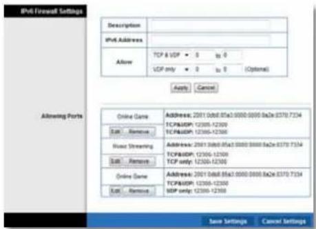 CISCO E3200 - To set IPv6 firewall settings: - 1