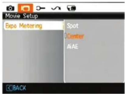 Movie Setup Expo Metering Spot Center AiAE BACK