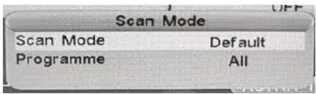 Scan Mode Scan Mode Default Programme All