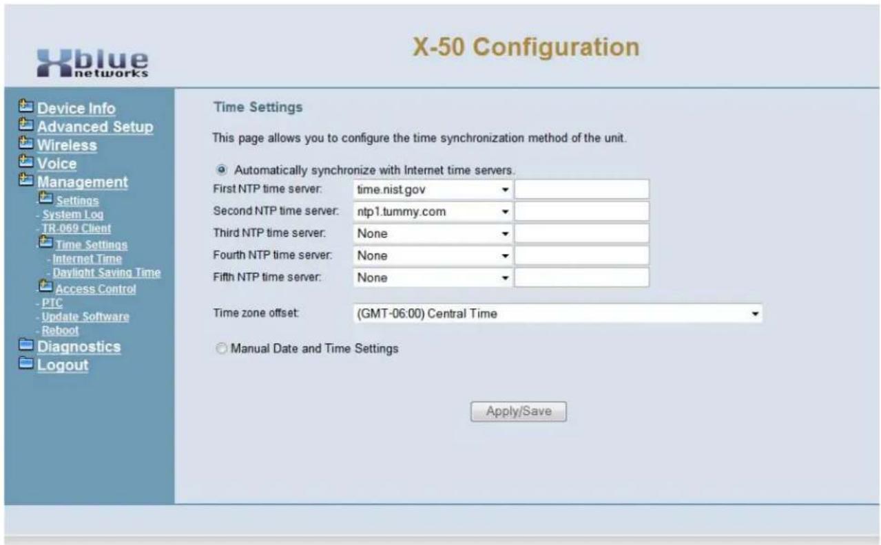 XBlue Networks X-50 - Time Settings - 1