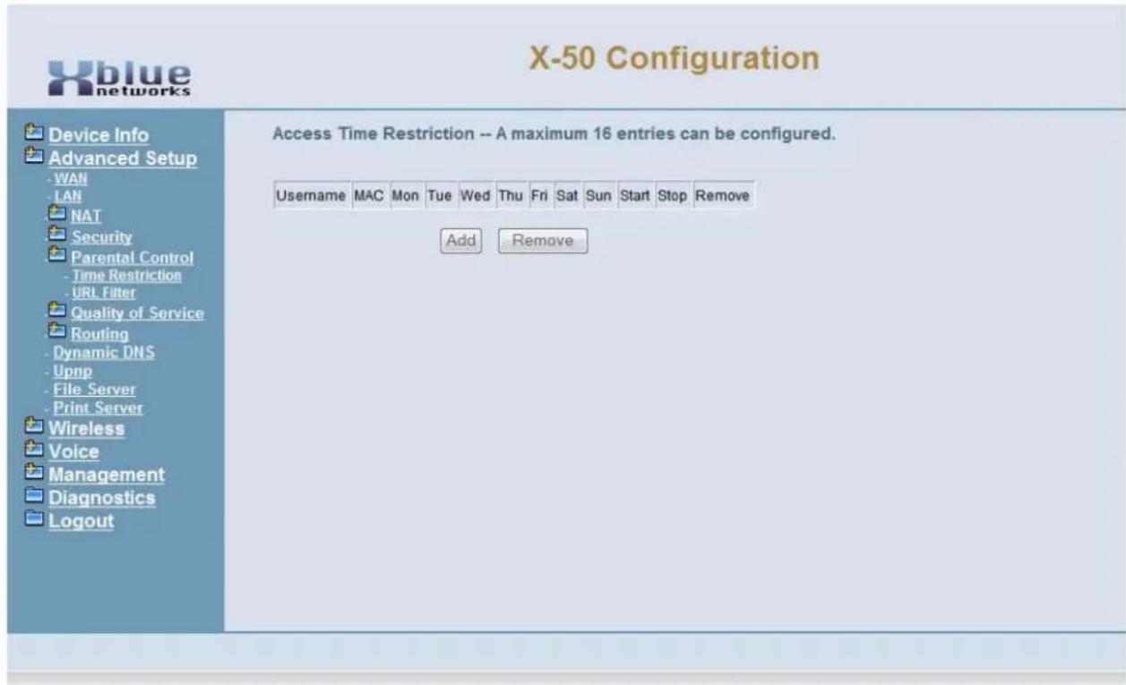 XBlue Networks X-50 - Access Time Restriction - 1