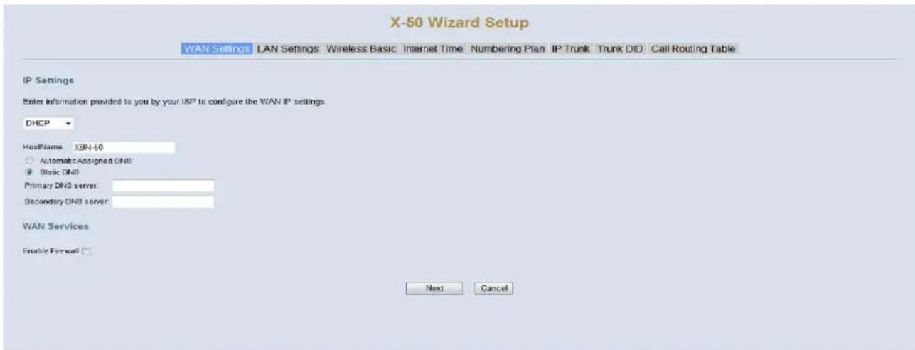 XBlue Networks X-50 - WAN Port Settings - 1