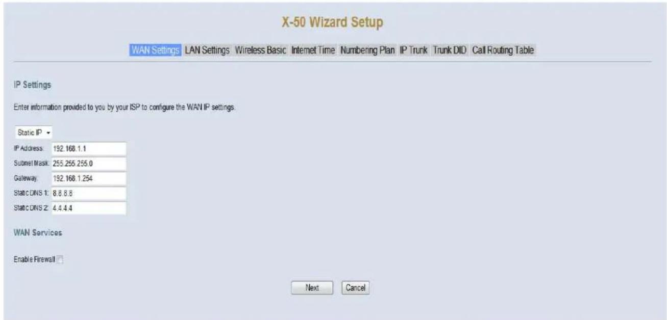 XBlue Networks X-50 - IP Settings (Static IP Address) - 1