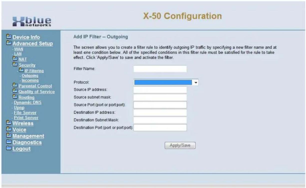 XBlue Networks X-50 - Outgoing Filtering - 2
