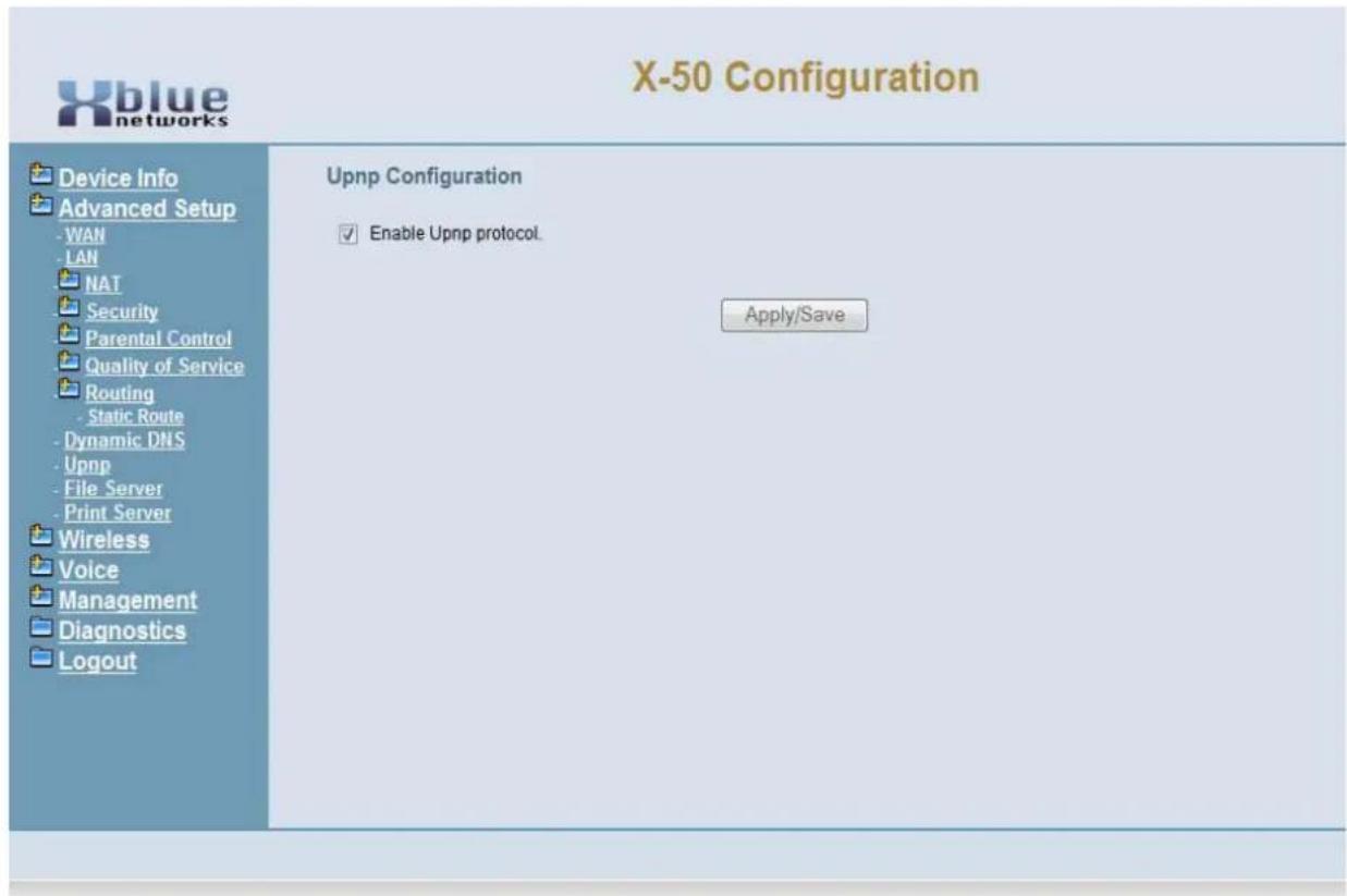 XBlue Networks X-50 - Universal Plug and Play (UPnP) - 1