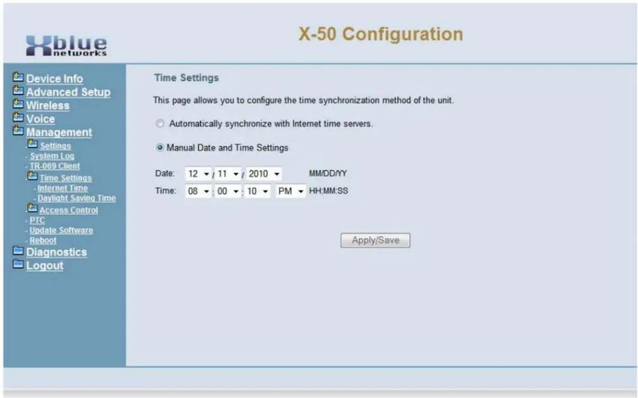 XBlue Networks X-50 - Manual Date and Time Settings - 1