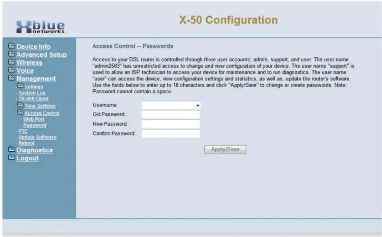 XBlue Networks X-50 - Passwords - 1