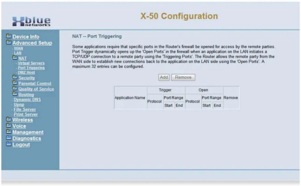 XBlue Networks X-50 - NAT - Port Triggering - 1
