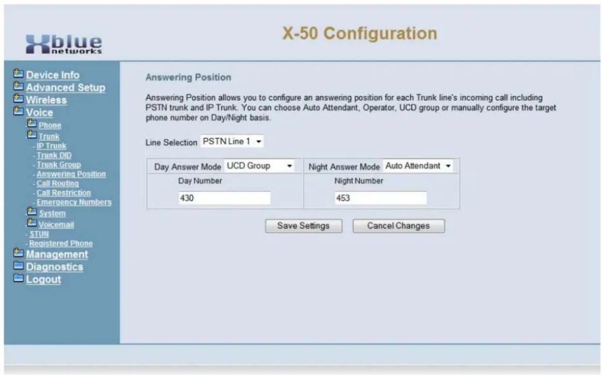 XBlue Networks X-50 - Answer Position - 1