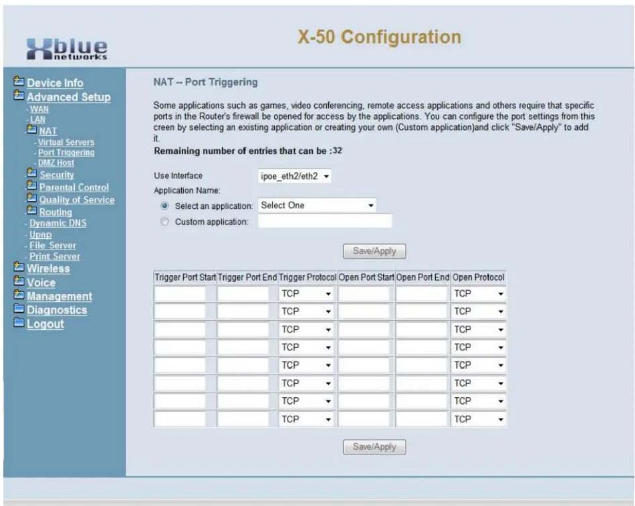 XBlue Networks X-50 - NAT Port Triggering - 1