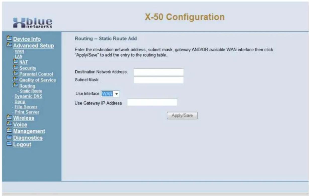 XBlue Networks X-50 - Static Routing - 2