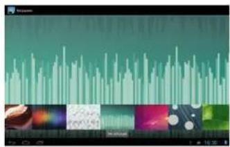 Screenshot of a music player interface showing a bar chart with multiple tracks and effect controls below.