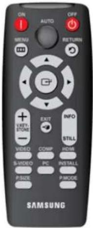 ON AUTO OFF MENU RETURN + EXIT INFO STILL VIDEO COMP HOME S-WIDEO PC INSTALL P-SIZE P-MODE SAMSUNG