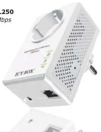 Icy Box IB-PL200D - Powerline Ethernet Bridge with AC pass-through - 1