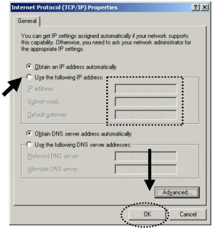 Internet Protocol (TCP/IP) Properties General You can get IP settings assigned automatically if your network supports this capability. Otherwise, you need to ask your network administrator for the appropriate IP settings. Obtain an IP address automatically Use the following IP address: IP address: S…