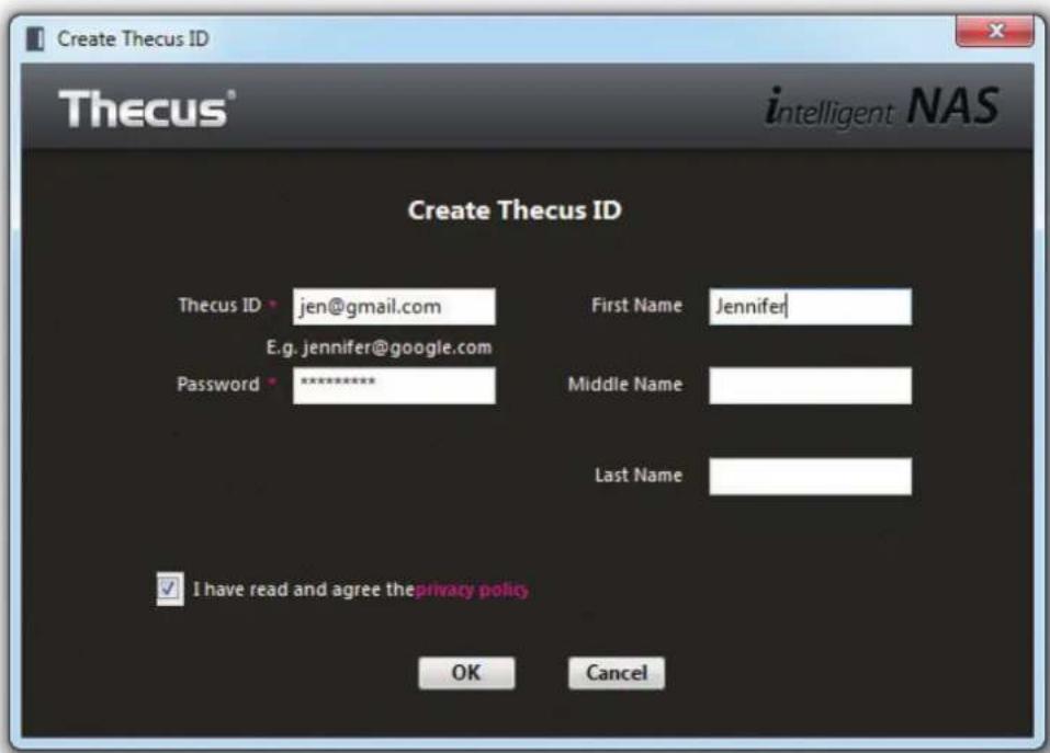 Thecus N2310 - • Schritt 1. Thecus-ID erstellen - 2