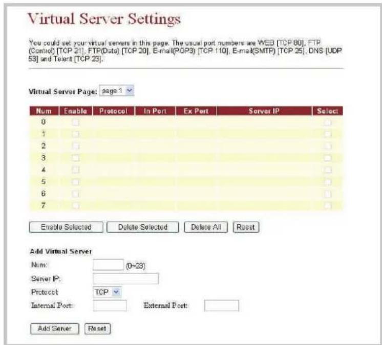 Funkwerk IP50 - Configuring a virtual server (Virtual Server Settings) - 1