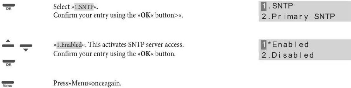 Funkwerk IP50 - Activating / De-activating the SNTP server (SNTP settings) - 2