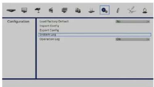 Configuration Load Factory Default No Import Config Export Config System Log Operation Log On