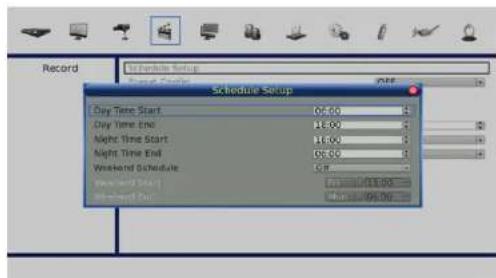 Schedule Setup Record Schedule Setup Day Time Start Day Time End Night Time Start Night Time End Weekend Schedule Weekend Start Weekend End Balance 06:00 Balance 07:00