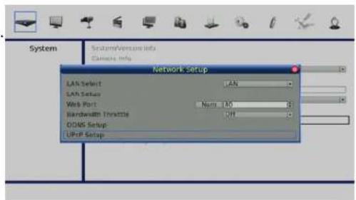 System/Versome info Chrome Info Network Setup LAN Select LAN LAN Setup Web Port Num 40 Bandwidth Tnrottle Off ODMS Setup UPref Setup