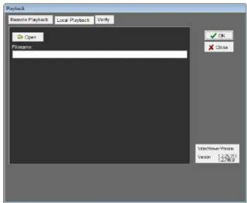 Playback Remote Playback Local Playback Verify Open Filename: OK Close Video/Inner Options Version: 1.25.93 2.76.0