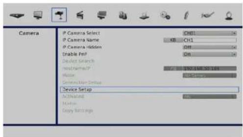 Camera P Camera Select CH01 P Camera Name KB CH1 P Camera Hidden ON Enable Print ON Device Search Head/Name/CP FIF WIN/AMM/SO/100 Water WIN/SO/100 General Use Setup Device Setup Automated Control Copy Settings