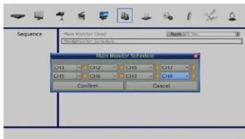 Sequence Main Monitor Detail Main Monitor Schedule CH1 CH2 CH3 CH4 CH5 CH6 CH3 CH4 Confirm Cancel