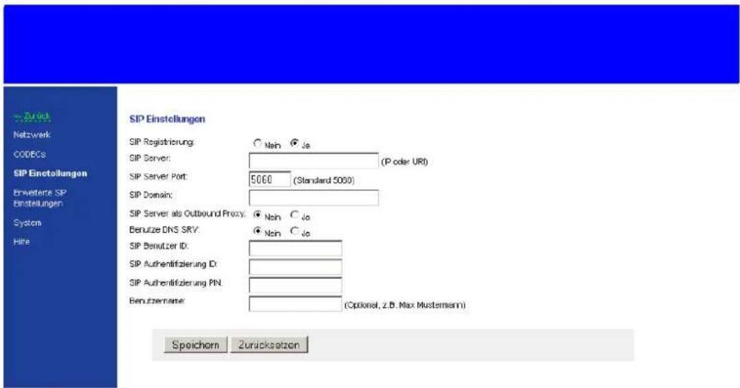 Wantec 5400 - SIP-Einstellungen - 1