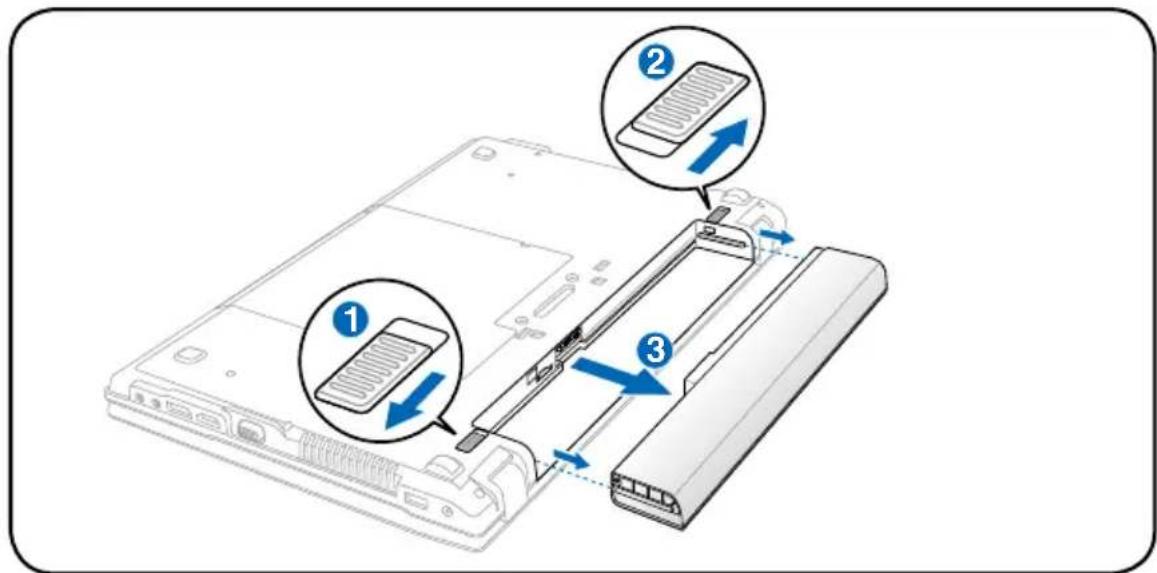 ASUS B53S - To remove the battery pack: - 1