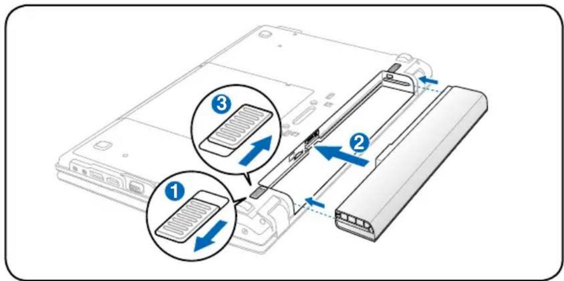 ASUS B53S - To install the battery pack: - 1
