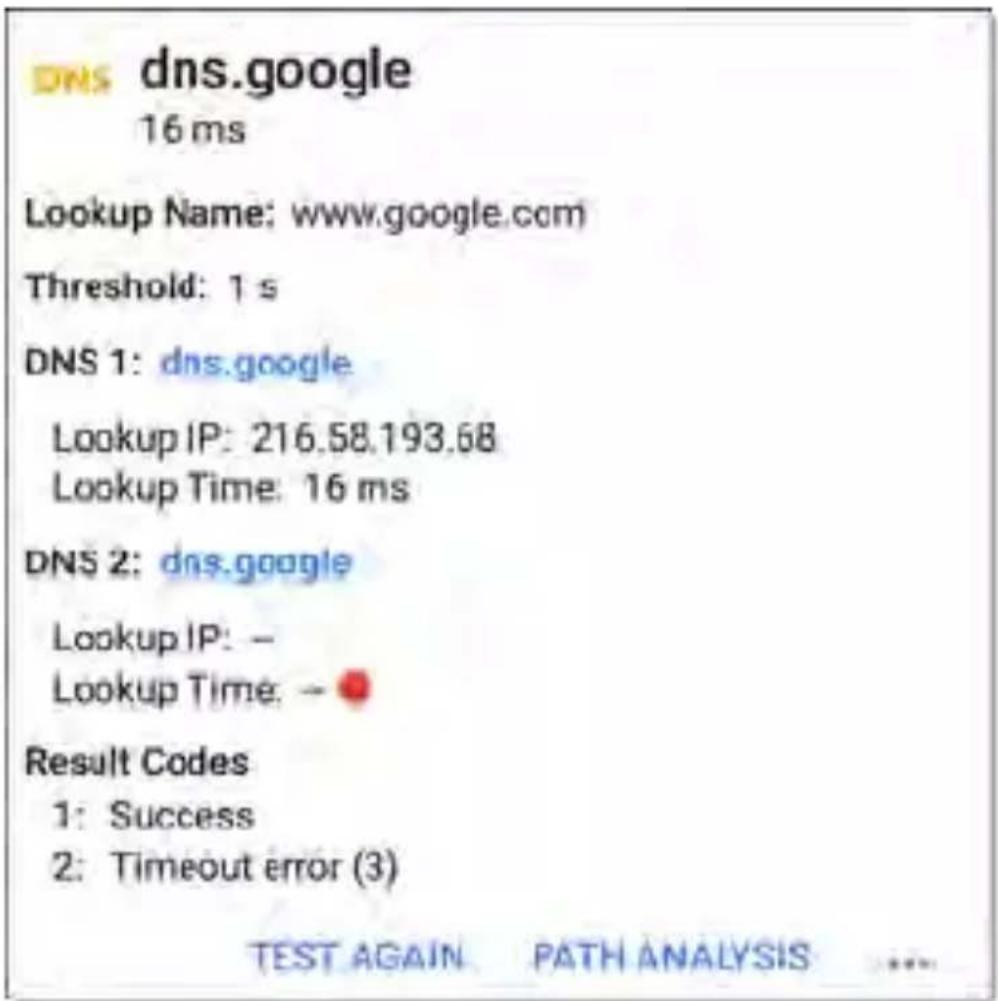 NetAlly LinkRunner 10G - DNS Test Results Screen - 1