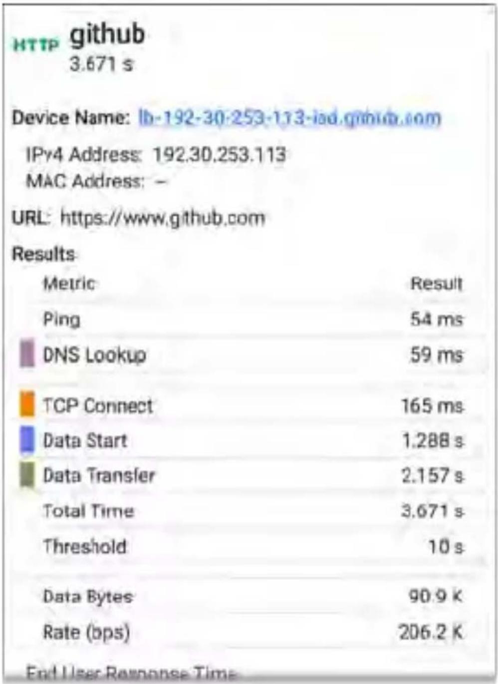 NetAlly LinkRunner 10G - HTTP Test Results Screen - 1