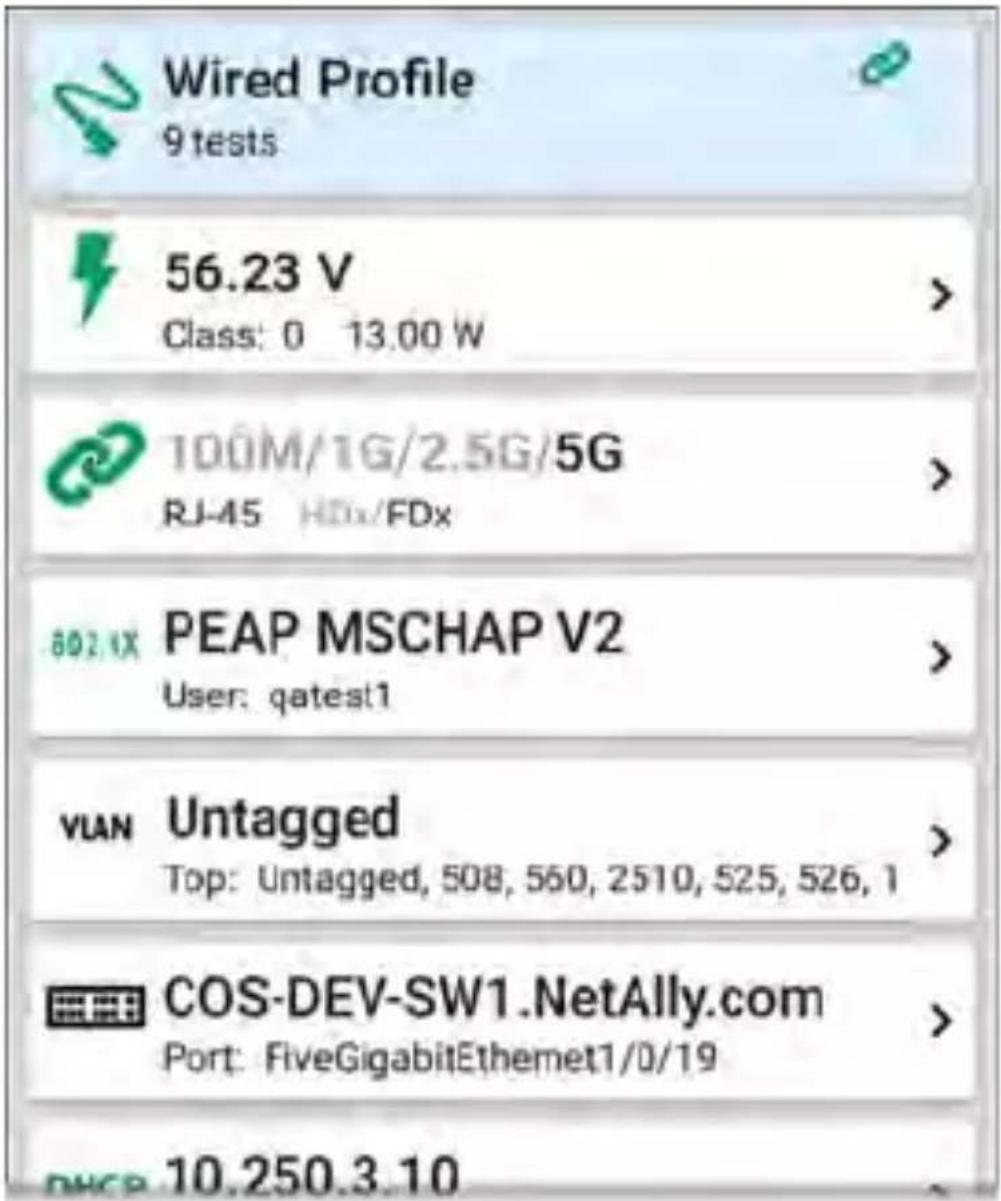 NetAlly LinkRunner 10G - Wired-Profile-Specific Tests - 1