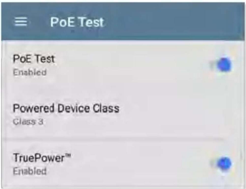NetAlly LinkRunner 10G - PoE Test Settings - 1