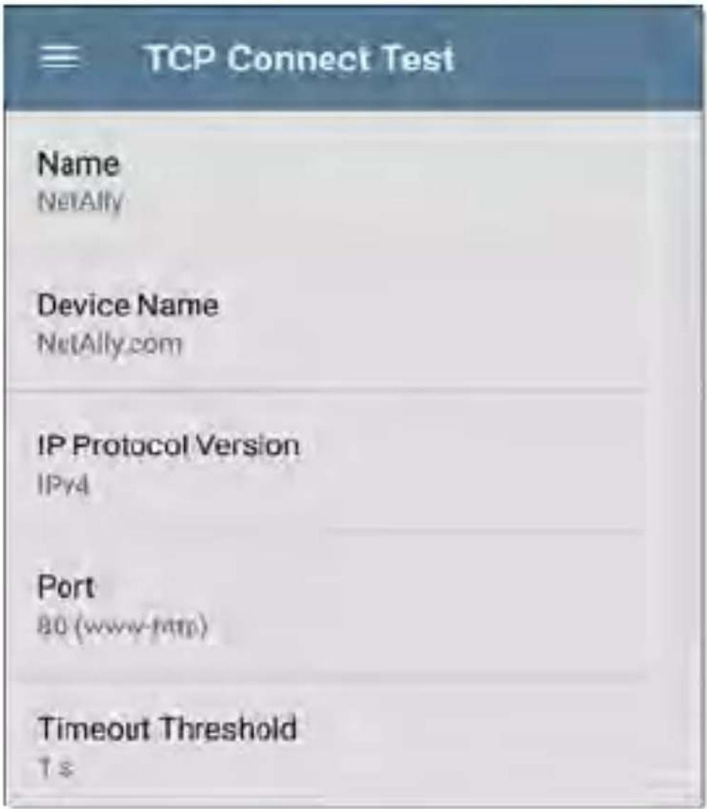 NetAlly LinkRunner 10G - TCP Connect Test Settings - 1