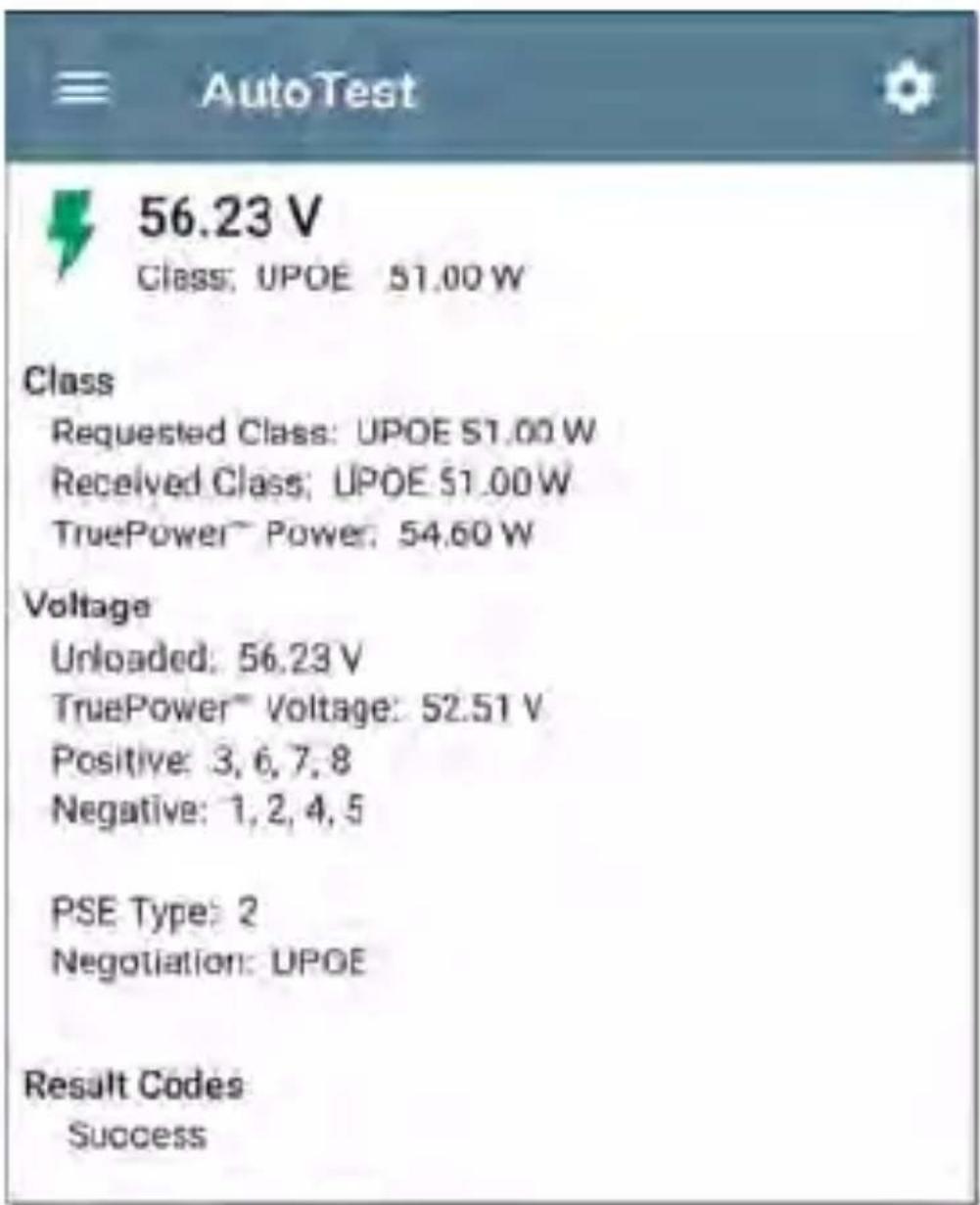 NetAlly LinkRunner 10G - PoE Test Results Screen - 1