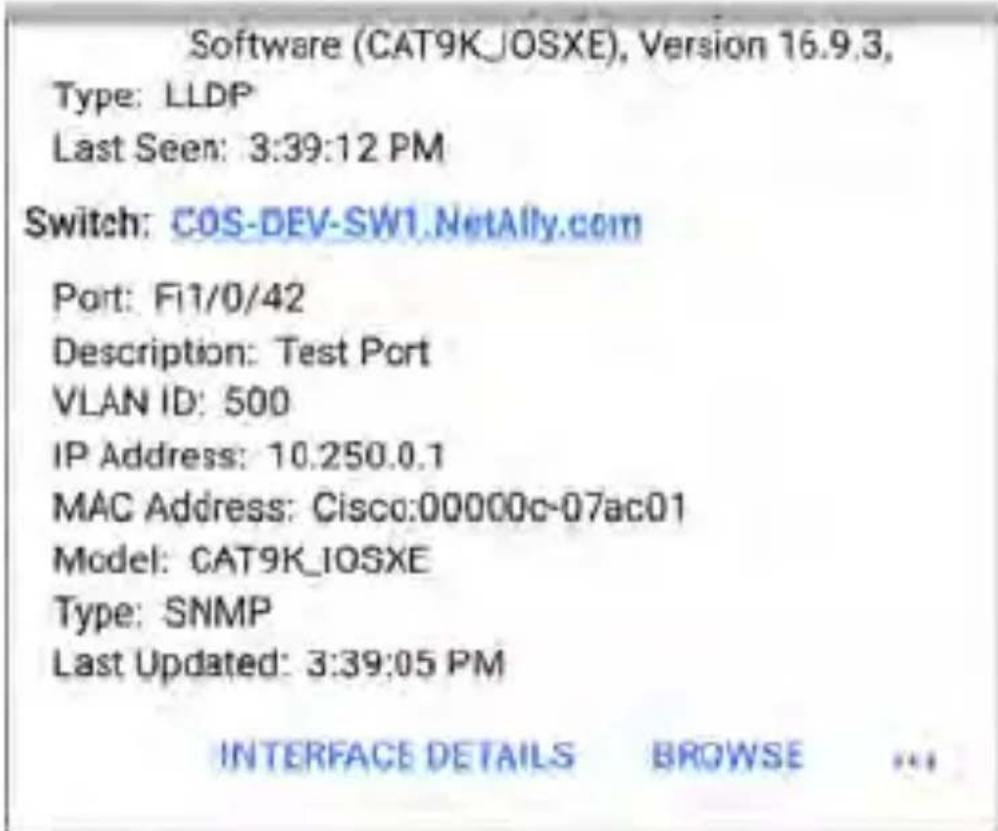 NetAlly LinkRunner 10G - Switch Test Results Screen - 2