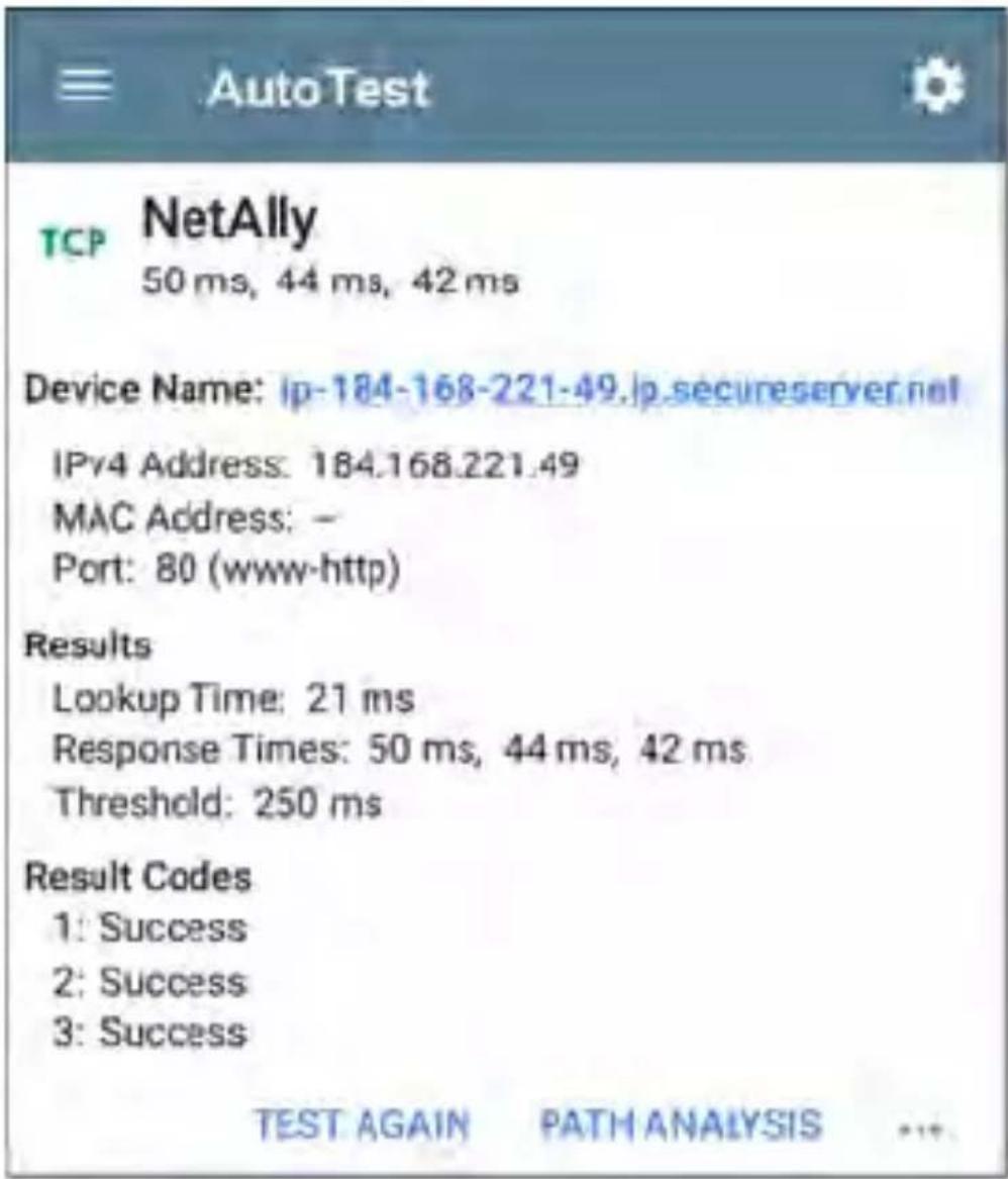 NetAlly LinkRunner 10G - AutoTest TCP Results Screen - 1