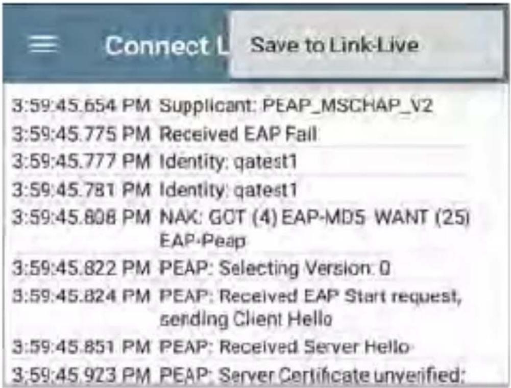 NetAlly LinkRunner 10G - 802.1X Test Screen - 2