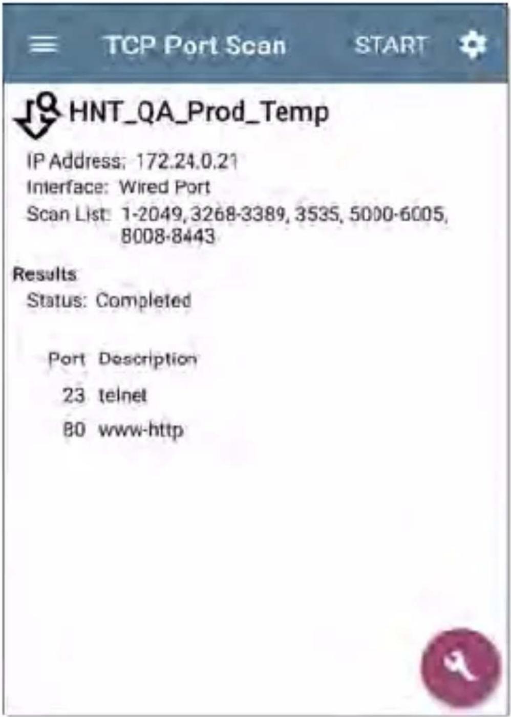 NetAlly LinkRunner 10G - TCP Port Scan - 1