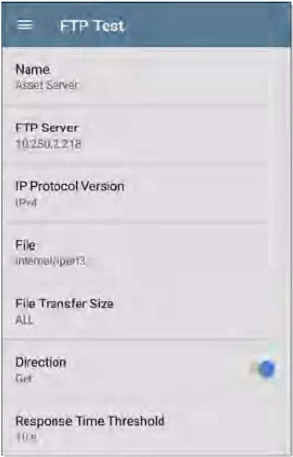 NetAlly LinkRunner 10G - FTP Test Settings - 1
