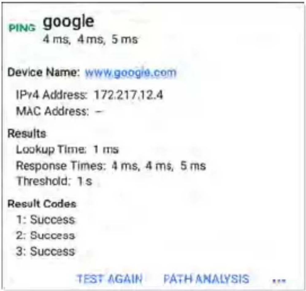 NetAlly LinkRunner 10G - AutoTest Ping Results Screen - 1